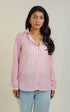 Women Pink Striped Linen Shirt