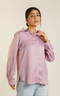 Women Solid Onion Pink Satin Shirt