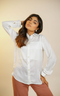 Women Solid White Satin Shirt