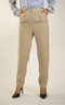 Beige High Waist Pleated Trouser