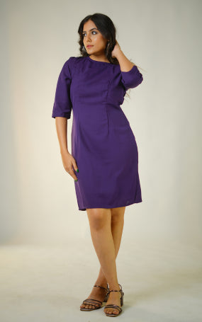 Purple A-Line Midi Dress