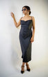 Black Satin Cowl Neck Dress