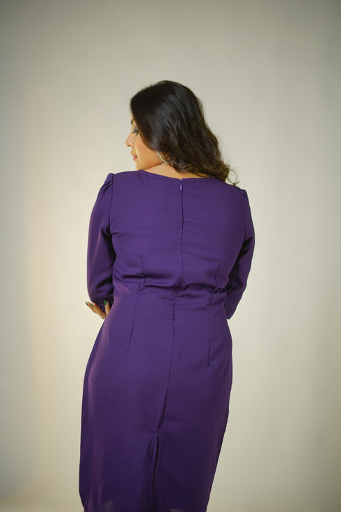 Purple A-Line Midi Dress