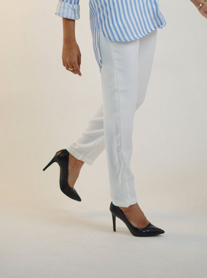 White High Waist Pleated Trouser