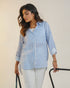 Women Blue Striped Linen Shirt