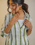 Women Olive Green Satin Striped Shirt